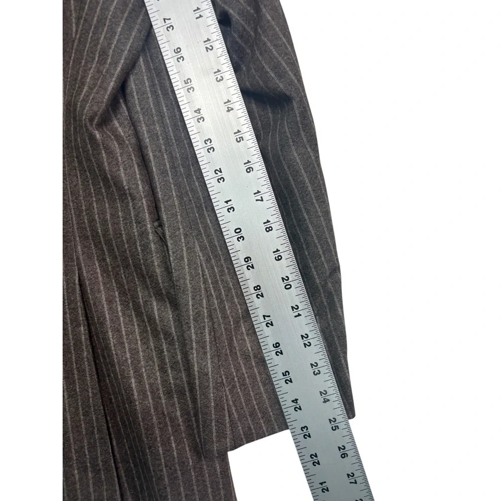 Hugo Boss 36R Brown Chalk Stripe Flannel Wool Cashmere Blazer Jacket Sport Coat